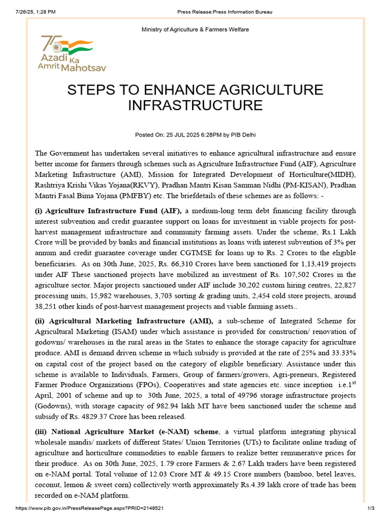 Enhancing Agricultural Infrastructure Initiatives | PDF | Agriculture
