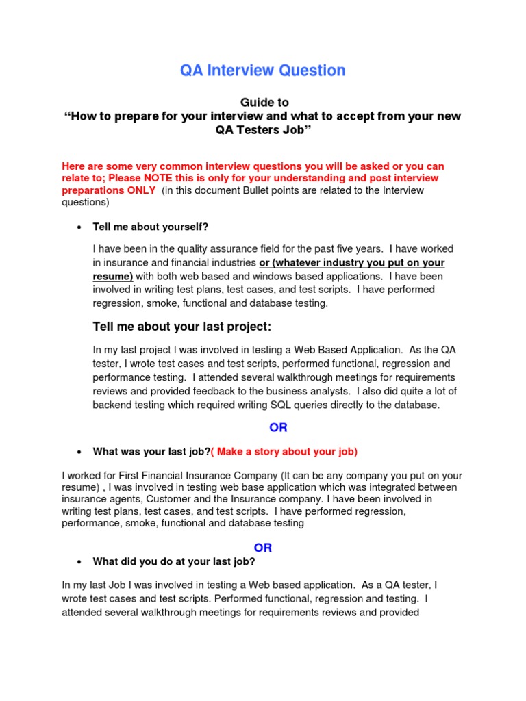 Qa Interview Question Pdf Software Bug Software Testing