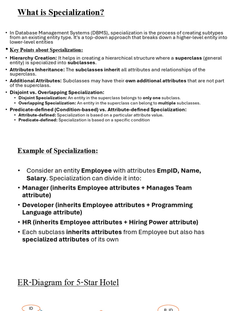 Understanding Specialization in DBMS | PDF