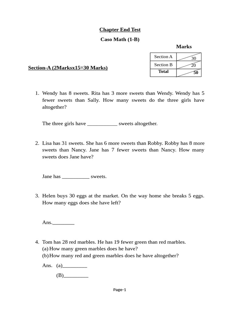 Math Chapter Test for Kids | PDF | Chess | Chess Theory