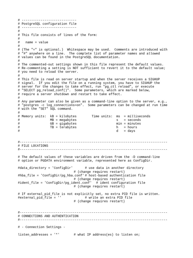 PostgreSQL Configuration File Guide | PDF | Postgre Sql | Transport ...