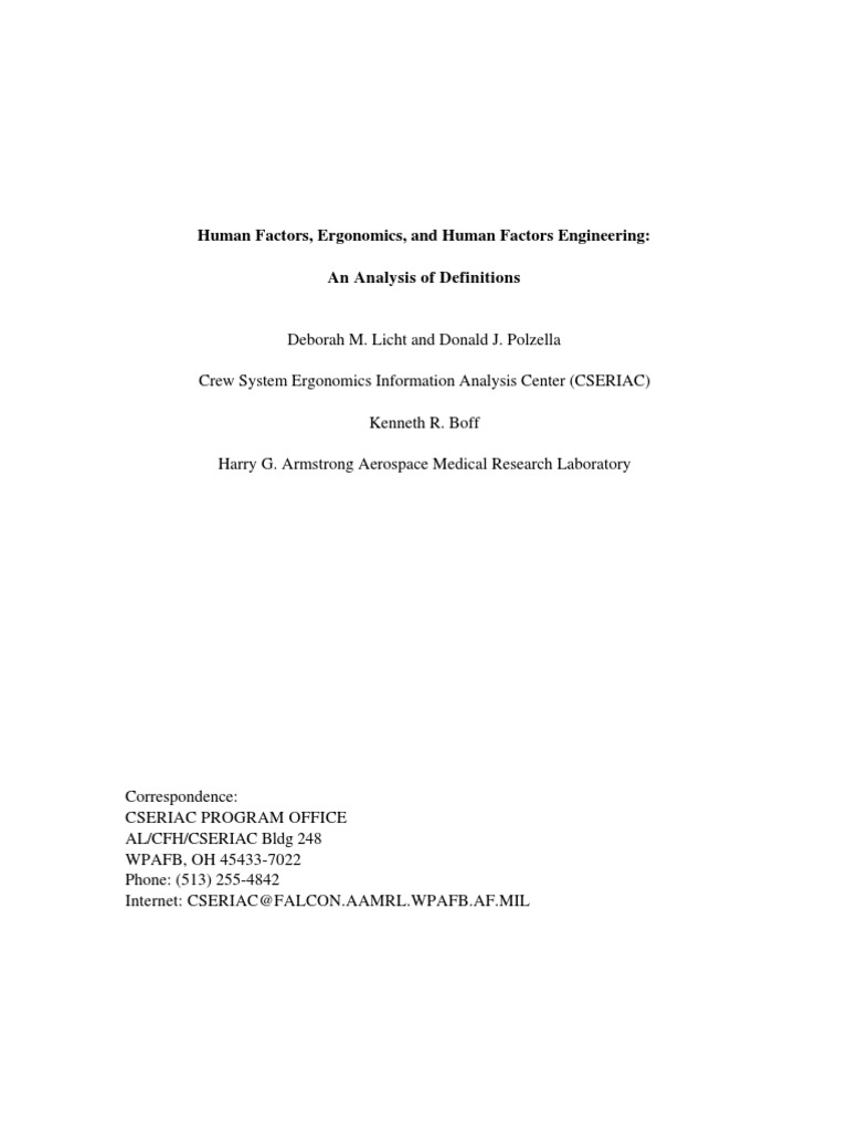 Human Factors Ergonomics and Human Factors Engineering | PDF | Human ...