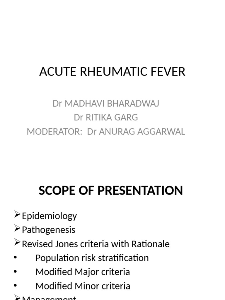 Acute Rheumatic Fever Overview and Management | PDF | Diseases And ...