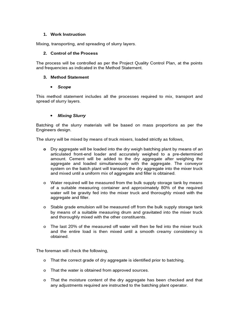 Slurry Mixing and Application Process Guide | PDF | Materials