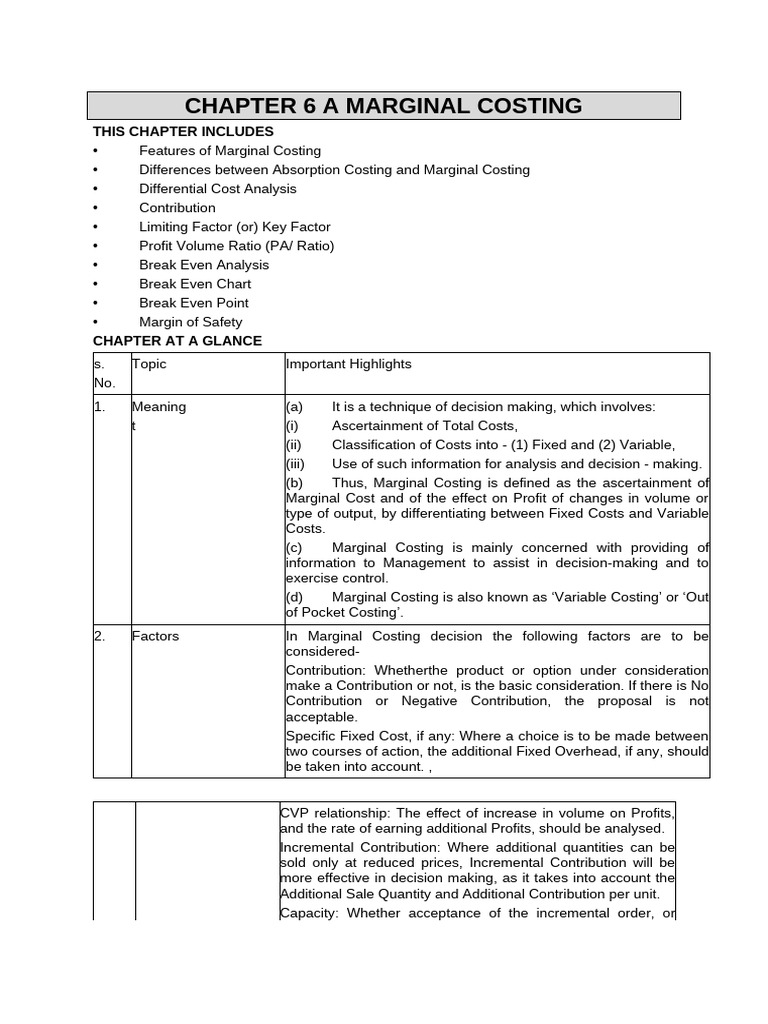 Understanding Marginal Costing Techniques | PDF | Economics | Business ...