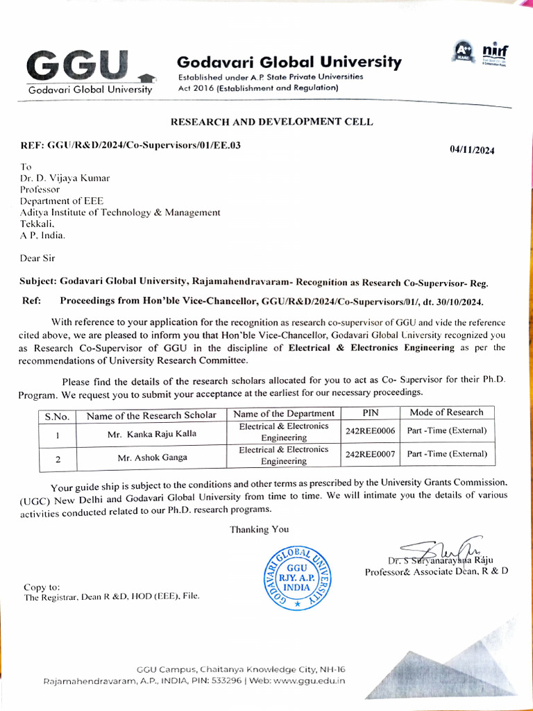 GGU Research Co-Supervisor Recognition | PDF | Inquiry | Educational Stages