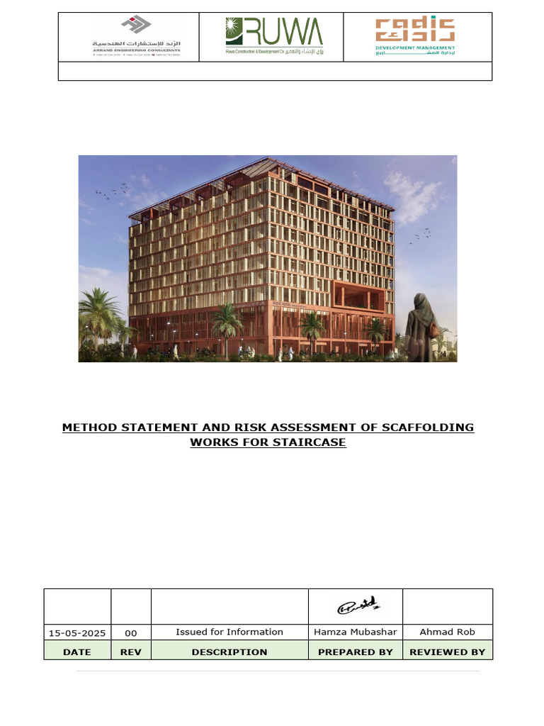 Scaffolding Method Statement for Staircase | PDF | Scaffolding | Risk