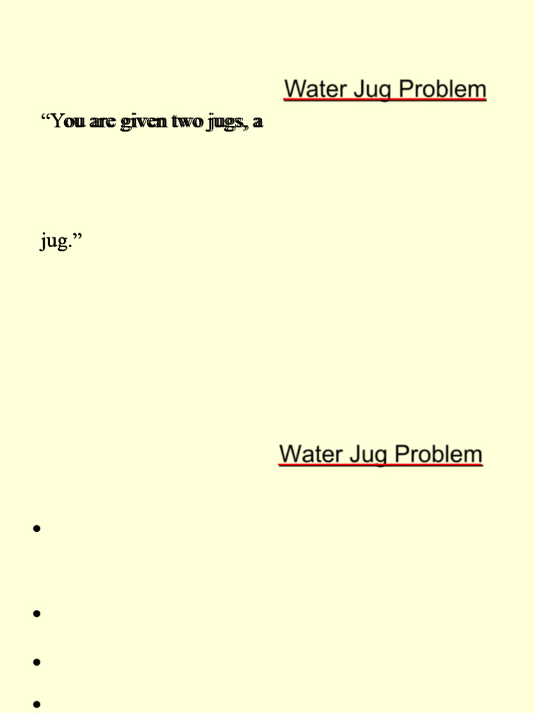 Water Jug Problem: State Space Search | PDF
