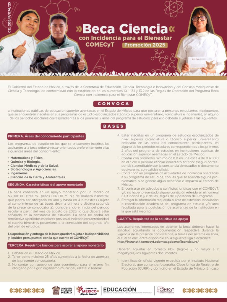 Convocatoria Beca Ciencia 2025 Estado de México | PDF | Beca | México
