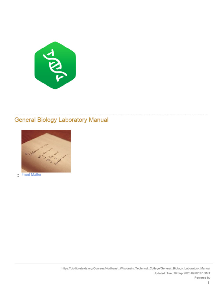 General Biology Lab Manual Guide | PDF | Biology | Life Sciences