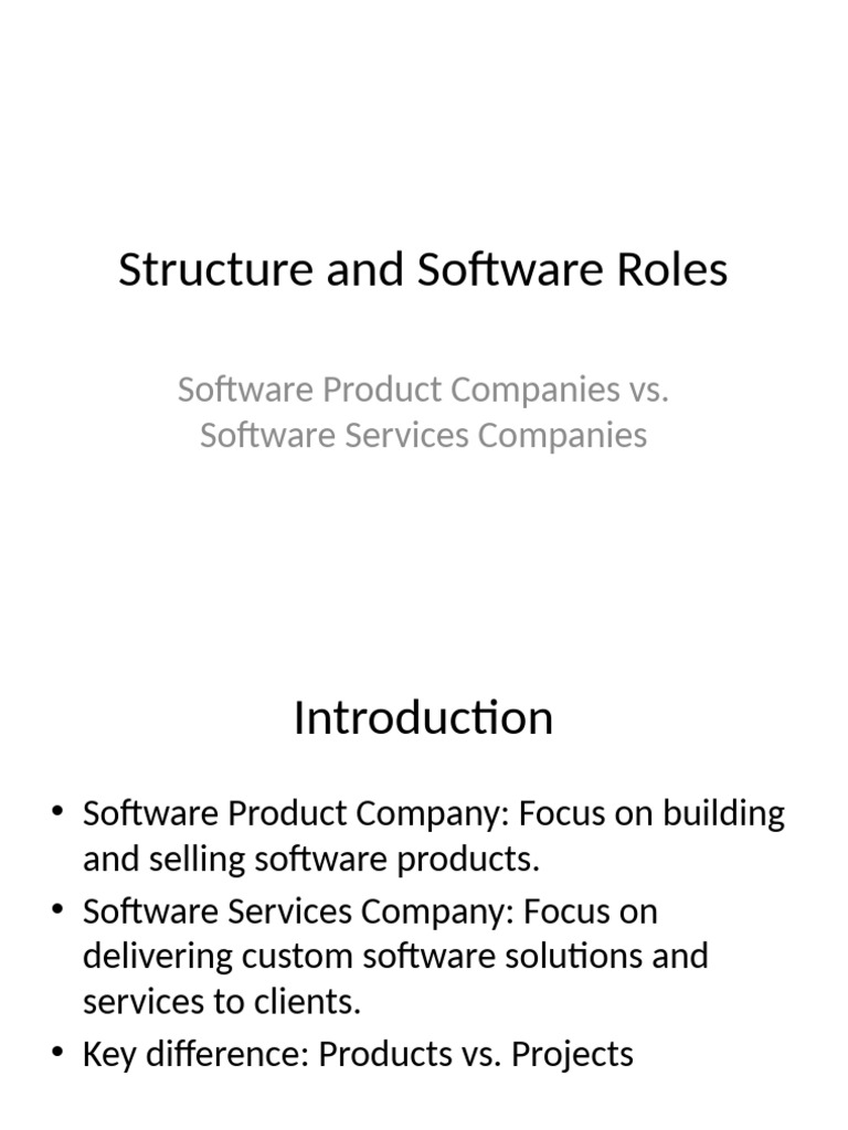 Software Product vs. Services Company Roles | PDF