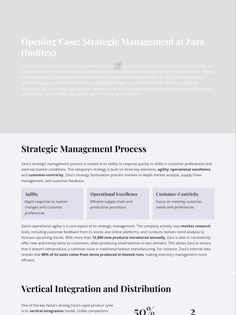 Strategic Management at Zara (Inditex) | PDF | Strategic Management ...