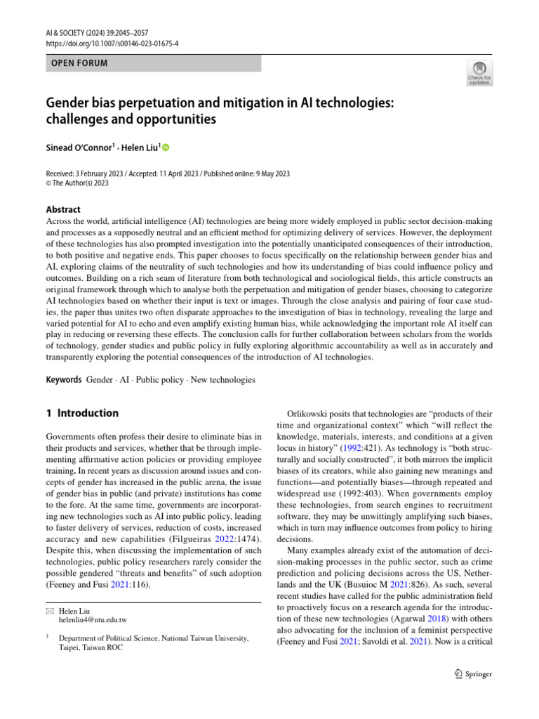 Gender Bias in AI: Challenges & Solutions | PDF | Artificial ...