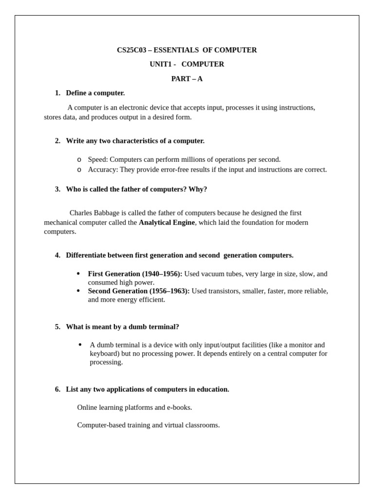 CS25C03 Essentials of Computing Overview | PDF | Computer Data Storage ...