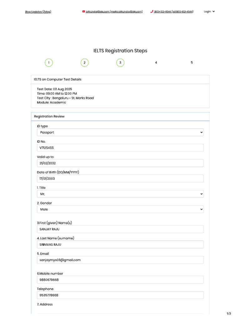 Ielts Register Info Updated | PDF