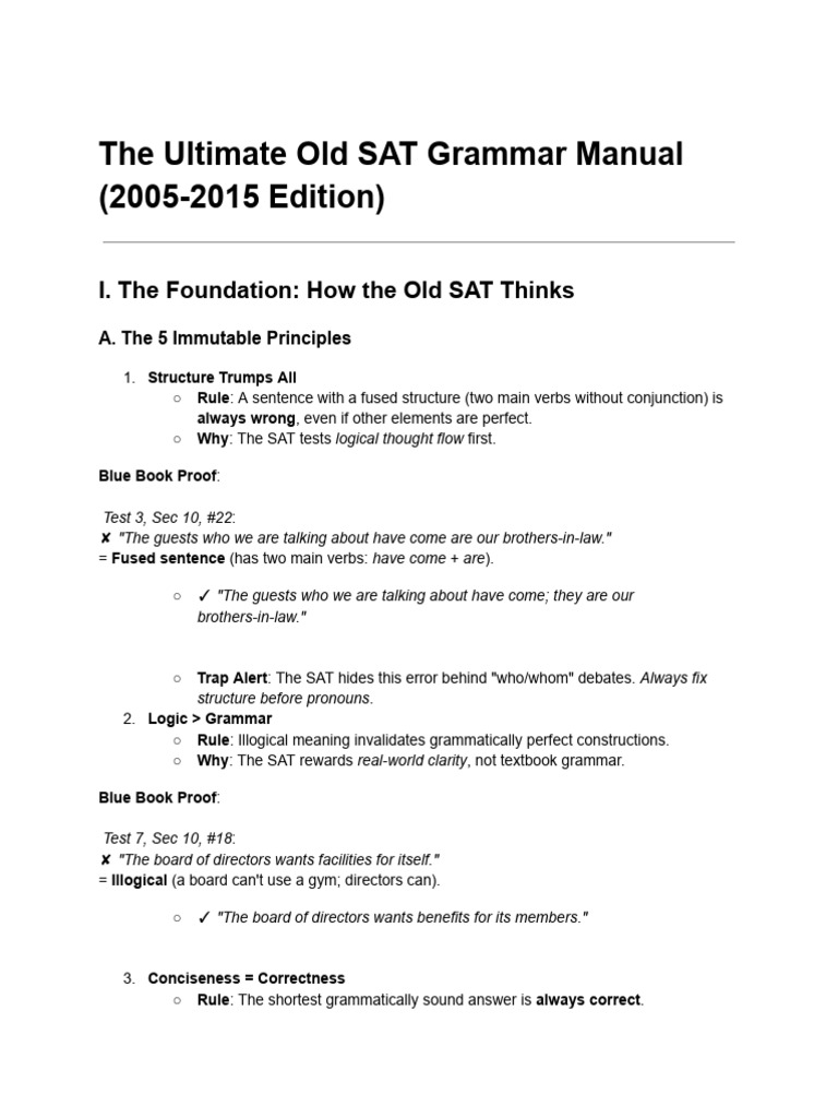 Old SAT Grammar Rules Explained | PDF | Plural | Grammatical Number