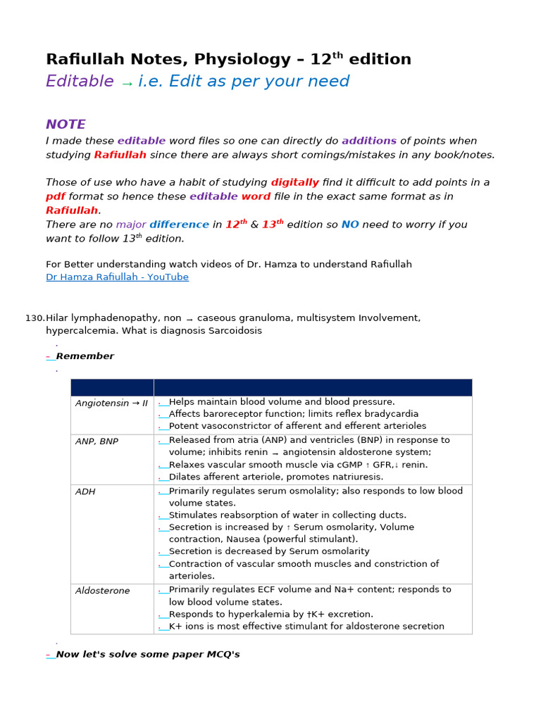 Rafiullah Physiology 12th Edition - 05 Nephrology - Unedited | PDF ...