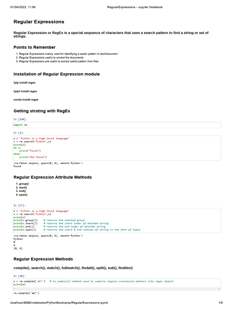 Regular Expressions Guide for Python | PDF | Regular Expression | Notation