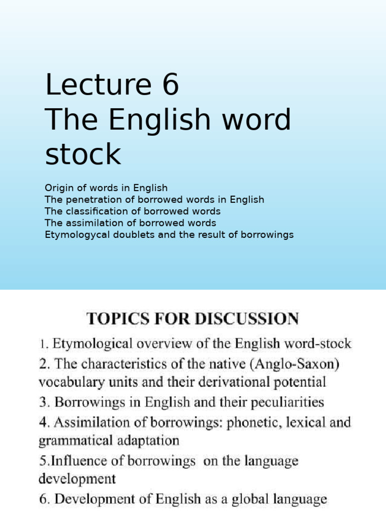 Lecture 6 - The English Word Stock | PDF