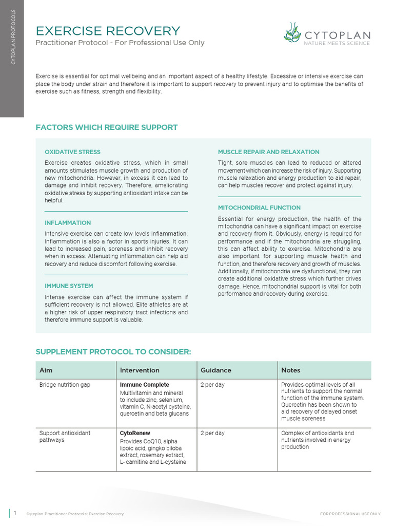 Exercise Recovery Protocols for Practitioners | PDF | Mitochondrion ...