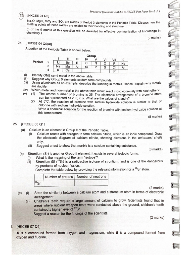 Dse Past Paper Ch.2 Ans | PDF | Chemical Bond | Ion