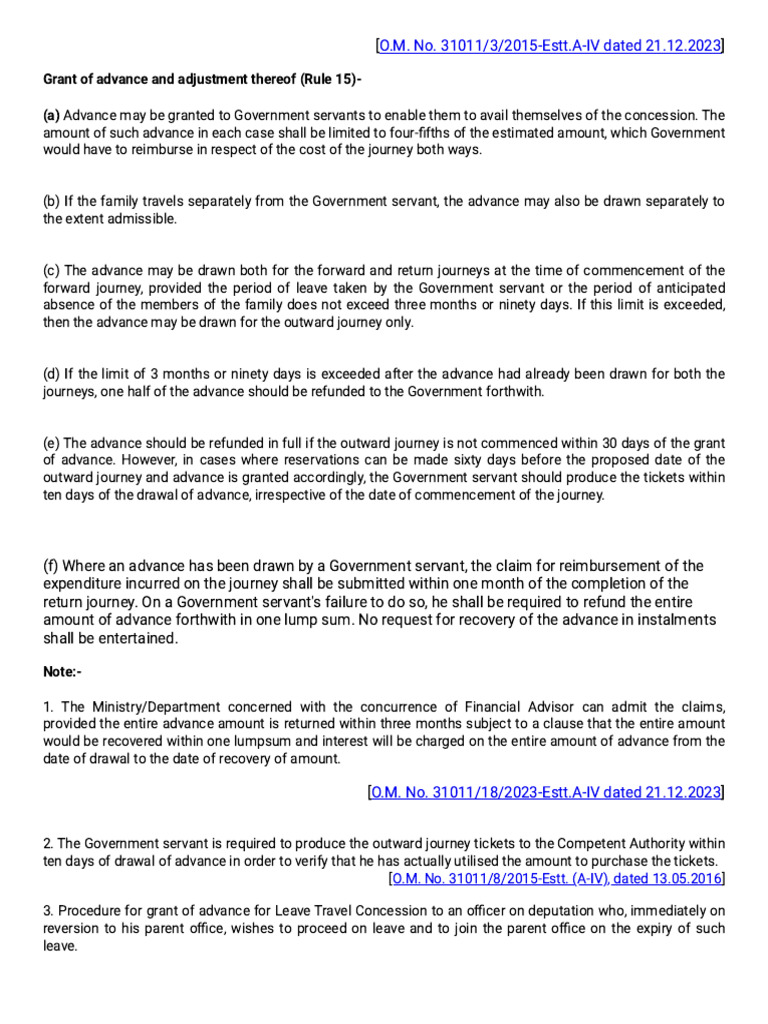 LTC Advance Guidelines for Government Servants | PDF | Government | Justice