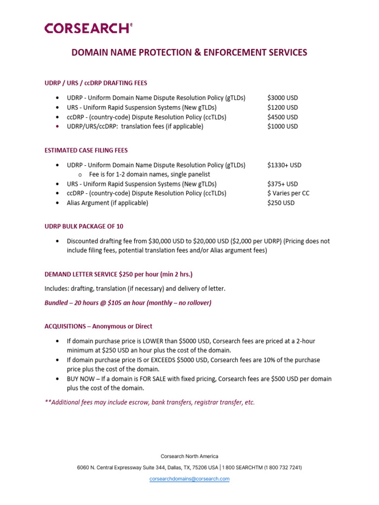 Corsearch Domain Name Protection Enforcement Services | PDF | Domain ...