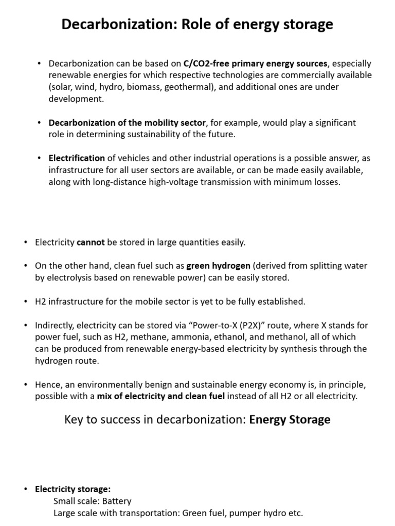Decarbonization and Energy Storage Solutions | PDF | Solar Power ...