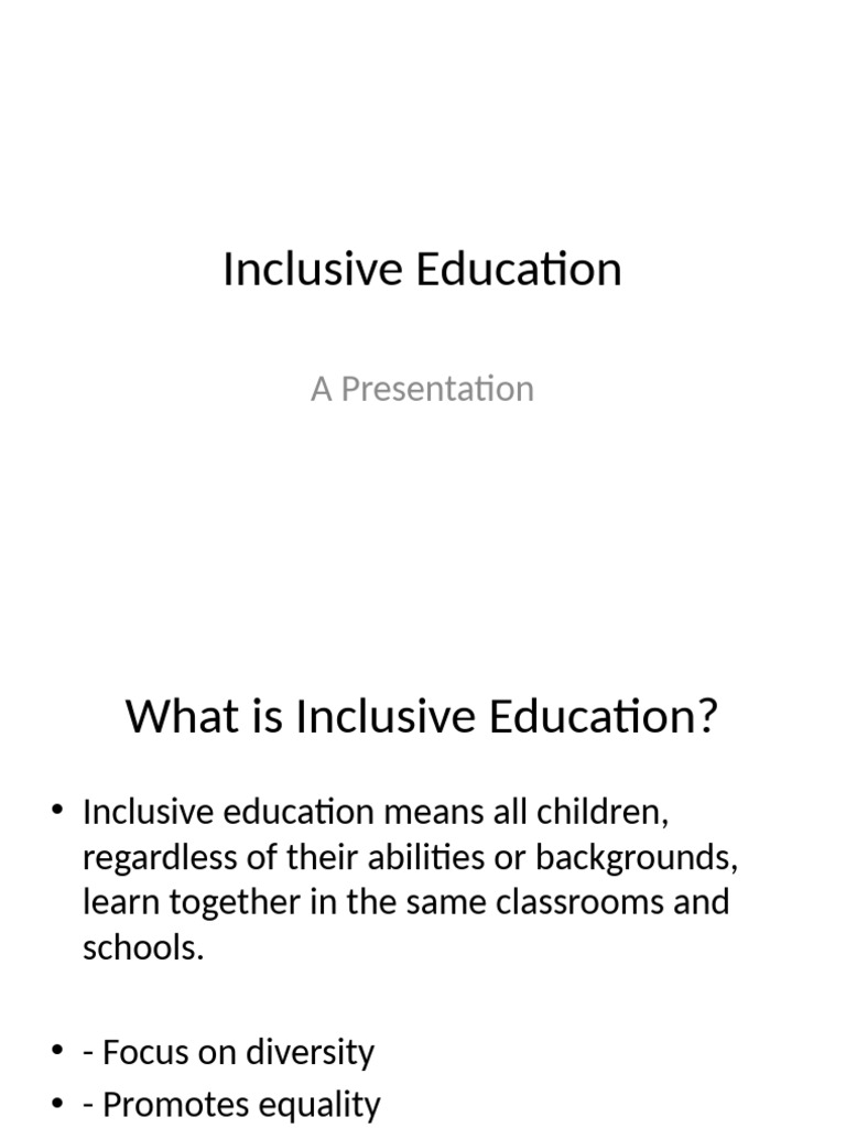 Inclusive Education Overview and Strategies | PDF