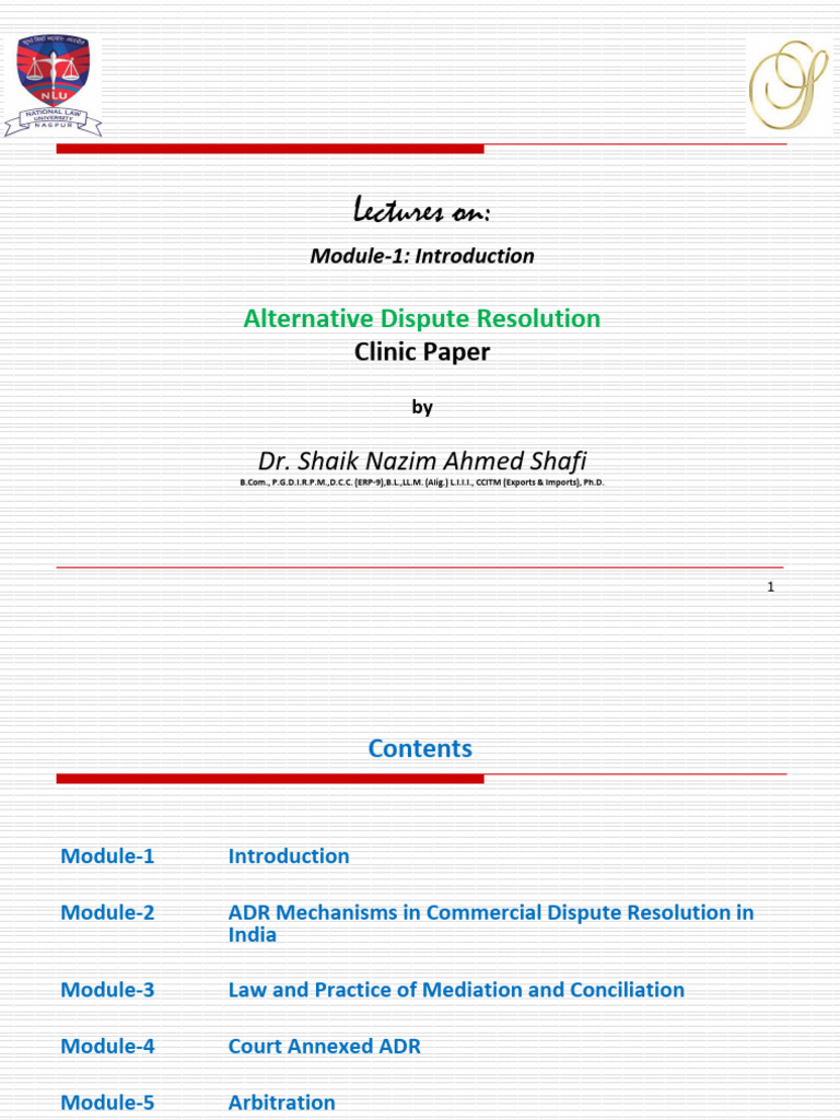 ADR Teaching Material Overview | PDF | Alternative Dispute Resolution ...