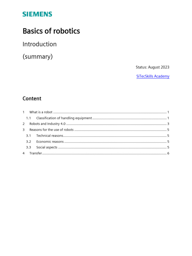 Fundamentals of Robotics Overview | PDF | Automation | Robot