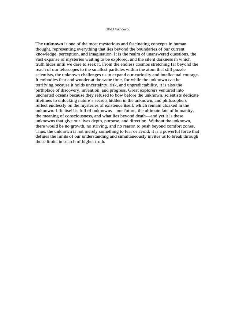Exploring the Concept of the Unknown | PDF