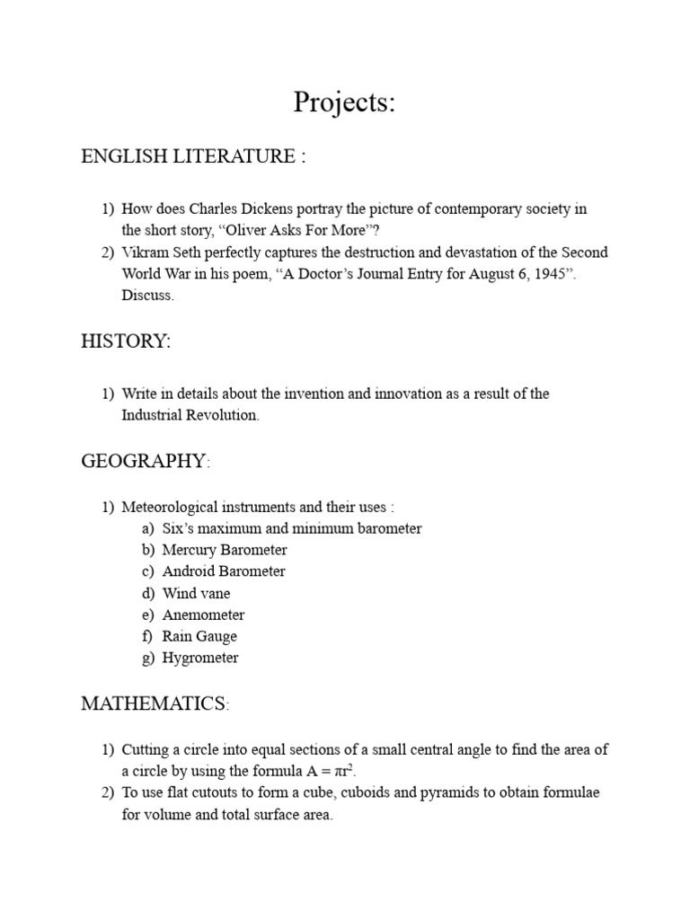 Projects of Class Ix | PDF