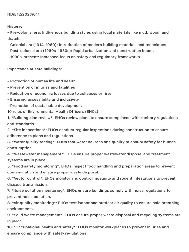 Building Safety and EHO Roles Explained | PDF