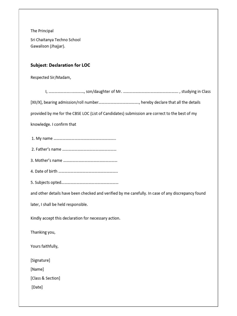 Subject: Declaration For LOC | PDF