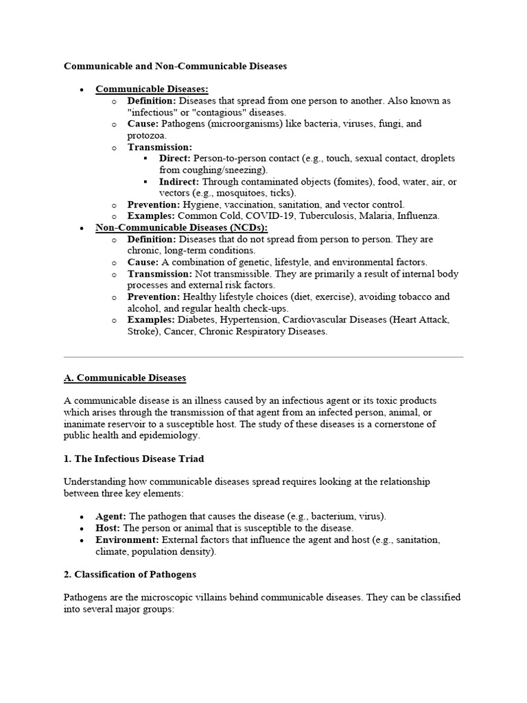 Communicable vs Non-Communicable Diseases | PDF | Non Communicable ...