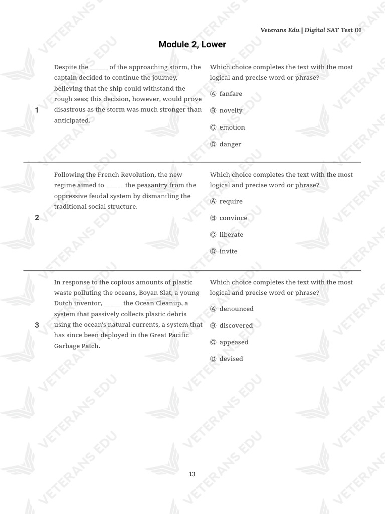 Digital SAT Test Practice Questions | PDF | Rāja Yoga | Hatha Yoga