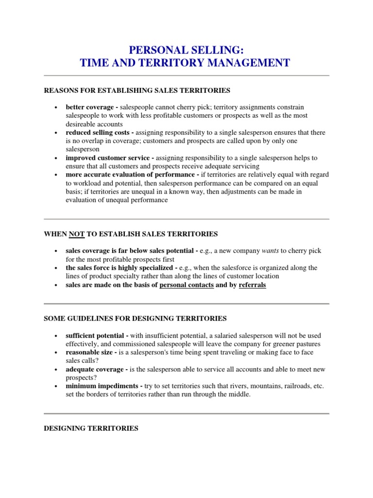 Territory Management Pdf Heuristic Sales