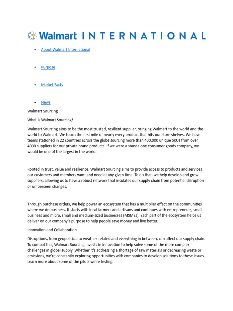 Walmart's Global Sourcing Strategy | PDF | Walmart | Supply Chain