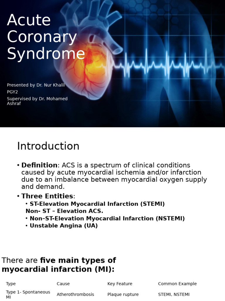 Acute Coronary Syndrome Overview | PDF | Myocardial Infarction ...