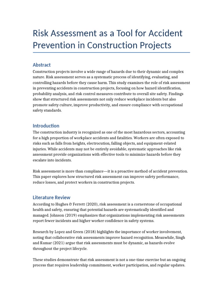 Risk Assessment for Construction Safety | PDF | Risk | Risk Assessment