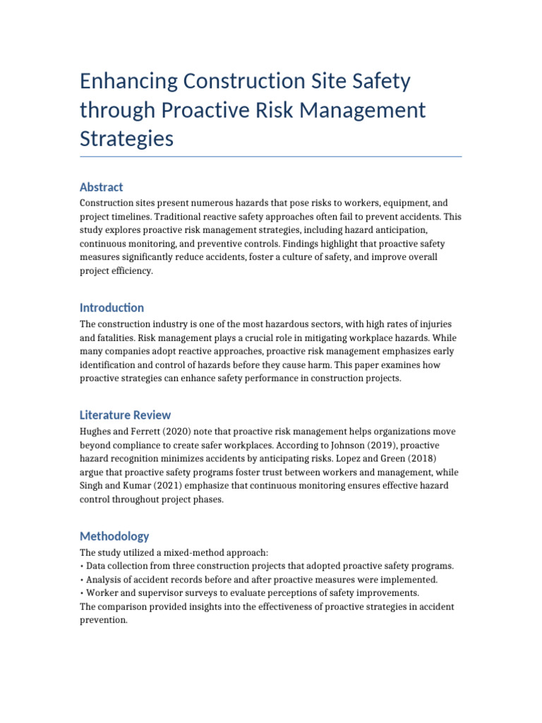 Proactive Risk Management in Construction | PDF | Risk Management | Risk
