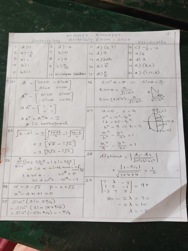 Quarterly Maths Answer Key | PDF