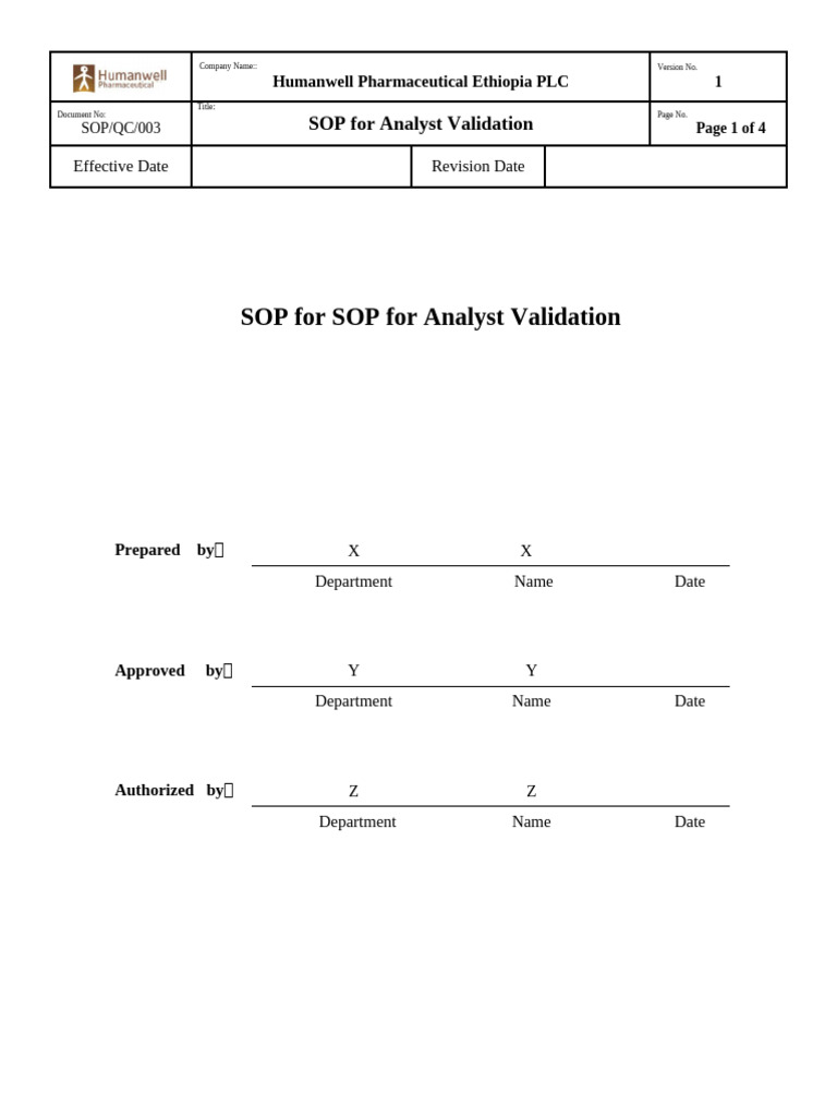 SOP For Analyst Validation 11 | PDF