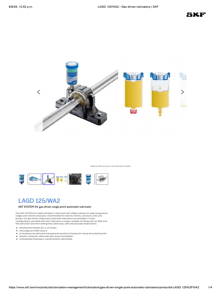 SKF LAGD 125/WA2-SINGLE - Cartuccia Singola Grasso Multiuso EP 125ml Per Lubrificatore Automatico