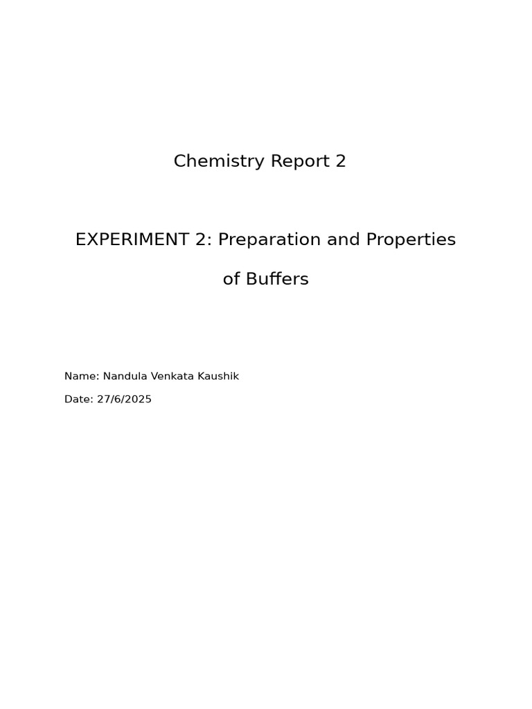Report 2 Chemistry Experiment 2 | PDF | Buffer Solution | Ph