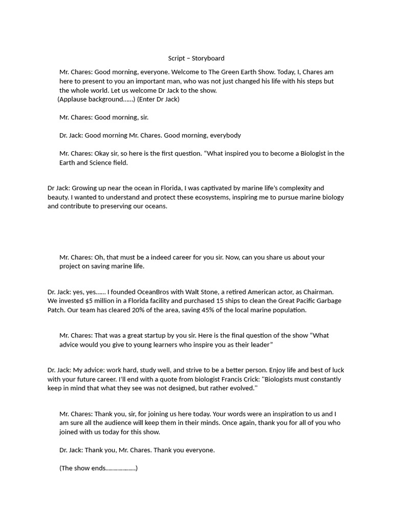 Script For Storyboard ICT Project | PDF