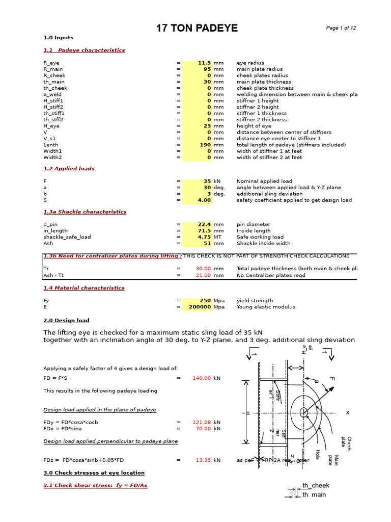 17 Ton Padeye Design Specifications | PDF | Strength Of Materials ...
