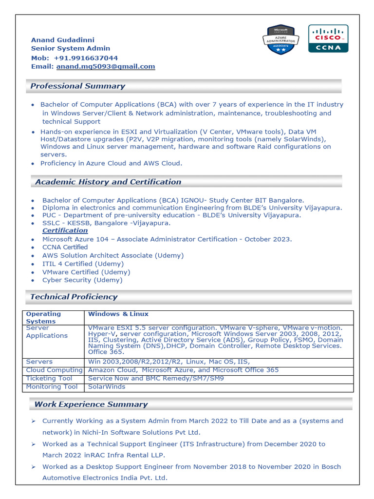 Senior System Admin with Cloud Expertise | PDF | Computing | Computer ...