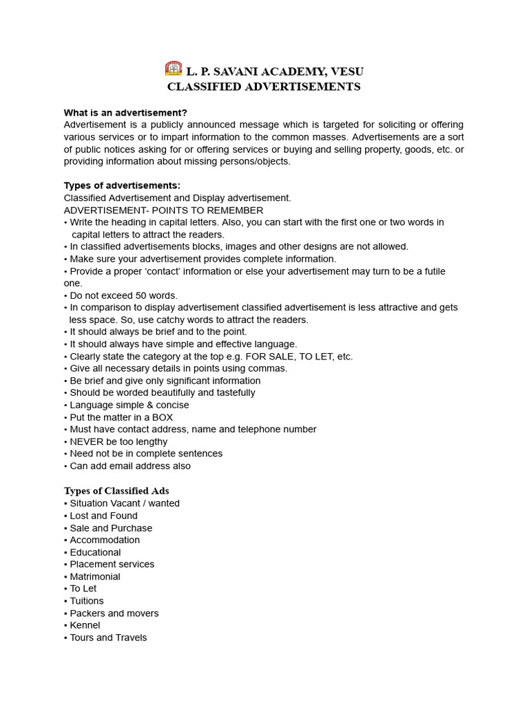 Guide to Effective Classified Ads | PDF | Advertising